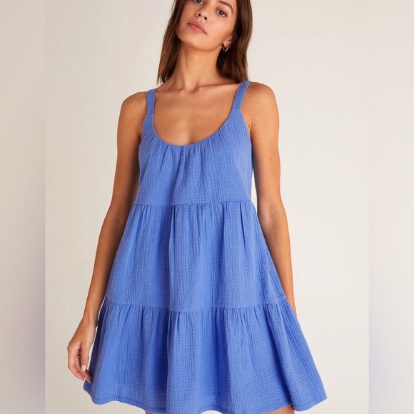 New Z Supply Danny Gauze Mini Dress Pacific Blue - Picture 1 of 1
